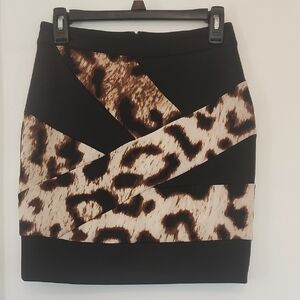 Leopard Print Black Skirt